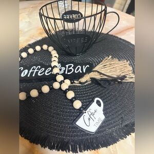 Black and Tan Coffee-Themed Accessory Set
